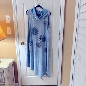 Asymmetrical Blue Sleeveless Dress
